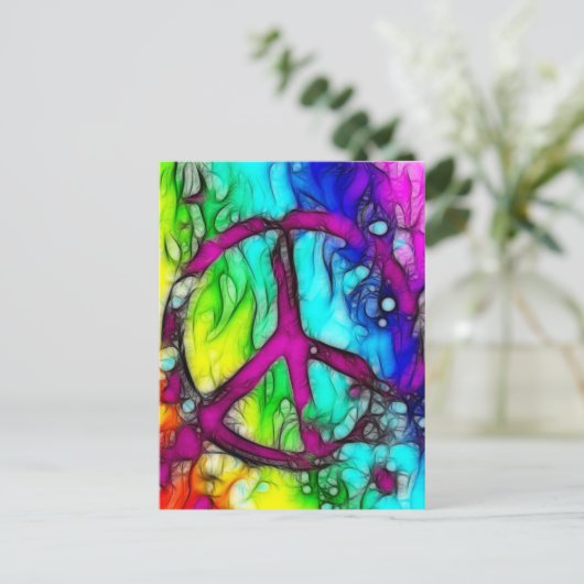 Farbiges Friedenszeichen Postkarte (Stehend Vorderseite)