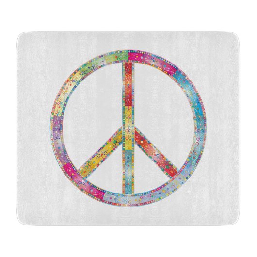 Farbiges Friedenszeichen Schneidebrett (Vorderseite)