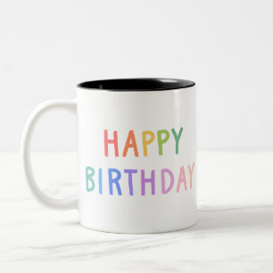 Farbiges fröhliches Wortdesign Zweifarbige Tasse