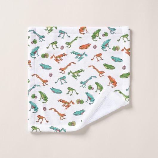 Farbiges Froschmuster Badhandtuch Set (Waschlappen)