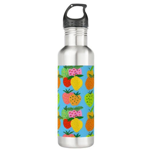 Farbiges Fruchtmuster Edelstahlflasche (Vorderseite)