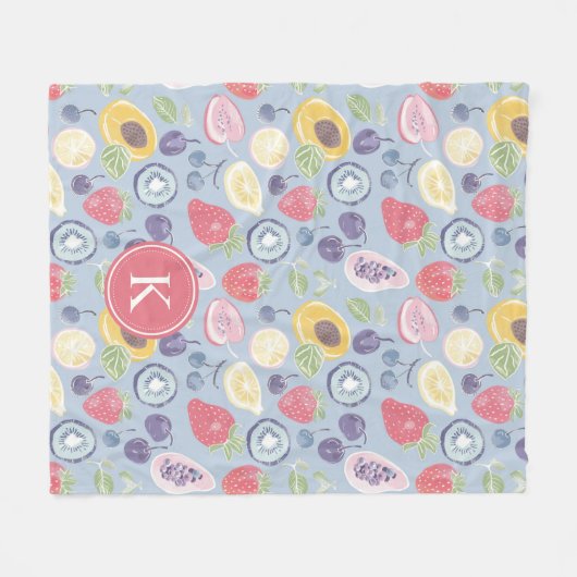 Farbiges Fruchtmuster Monogram Fleecedecke (Vorderseite (Horizontal))