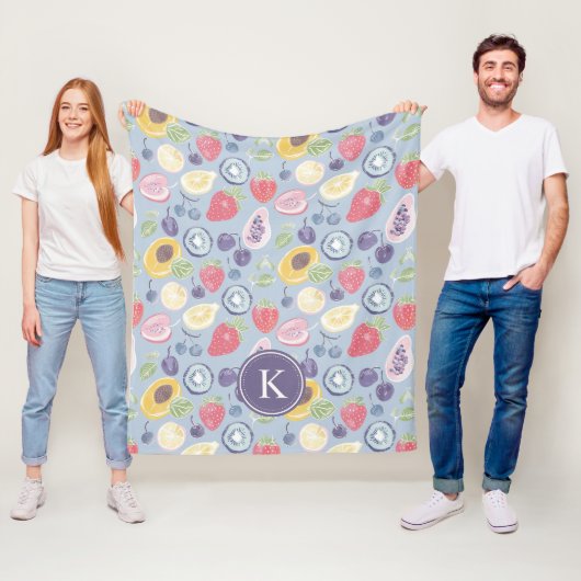 Farbiges Fruchtmuster Monogram Fleecedecke (Beispiel)