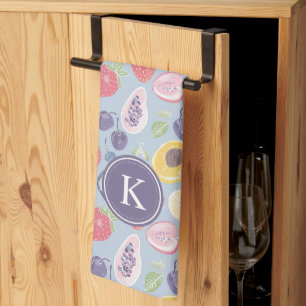 Farbiges Fruchtmuster Monogram Geschirrtuch