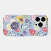 Farbiges Fruchtmuster Monogram iPhone Hülle (Rückseite (Horizontal))