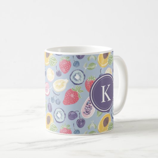 Farbiges Fruchtmuster Monogram Kaffeetasse (VorderseiteRechts)