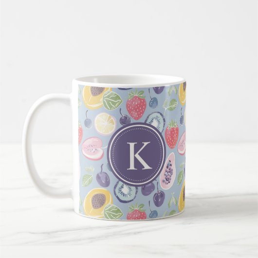 Farbiges Fruchtmuster Monogram Kaffeetasse (Links)
