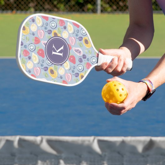 Farbiges Fruchtmuster Monogram Pickleball Schläger (InSitu)