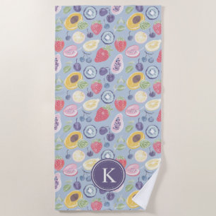 Farbiges Fruchtmuster Monogram Strandtuch