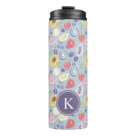 Farbiges Fruchtmuster Monogram Thermosbecher (Vorderseite)