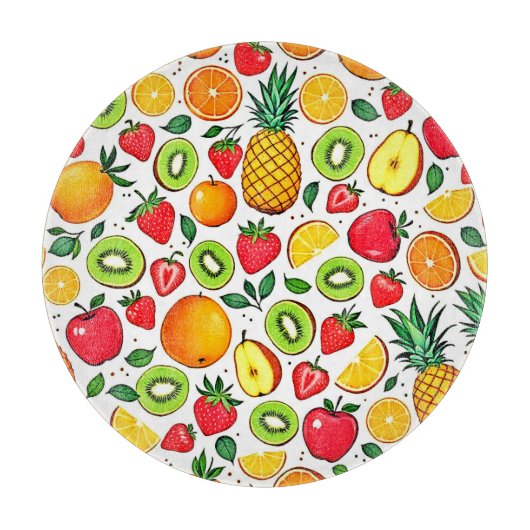 Farbiges Fruchtmuster Schneidebrett (Vorderseite)