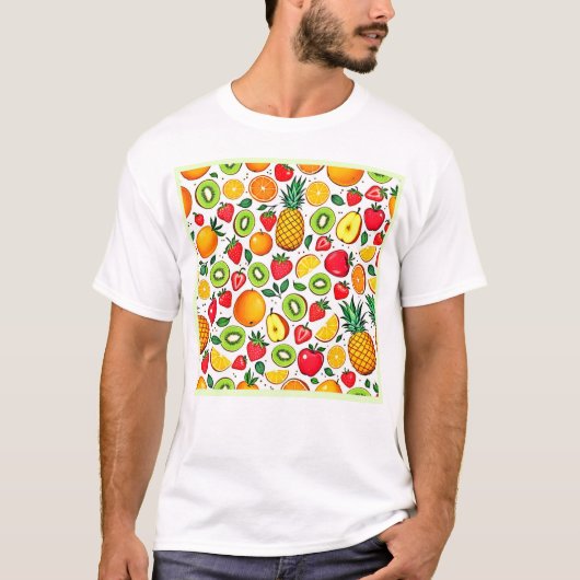Farbiges Fruchtmuster T-Shirt (Vorderseite)