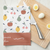 Farbiges Fruchtmuster Vorname Rot Geschirrtuch (Viertel Falte)