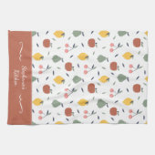 Farbiges Fruchtmuster Vorname Rot Geschirrtuch (Horizontal)