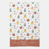 Farbiges Fruchtmuster Vorname Rot Geschirrtuch (Vertikal)