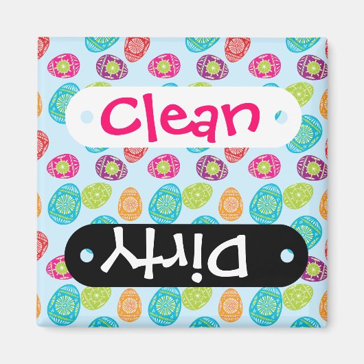 Farbiges Frühjahrs-Ostereier-Muster auf Baby Blue Magnet (Vorne)