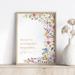 Farbiges Frühling Wildblume Brautparty Willkommen Poster<br><div class="desc">Dieses elegante Willkommensschild wird Ihre Veranstaltung sicherlich aufheitern. Das Design ist mit fröhlichen Aquarellfarben-Wildblumen und üppigem Grün vermischt. Verwenden Sie die Textfelder, um die Karte mit Ihren eigenen Texten und Details zu personalisieren. Die Hintergrundfarbe der Einladung ist Set zu Weiß, aber fühlen Sie sich frei, eine neue Füllfarbe, um es...</div>