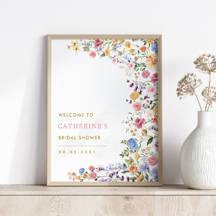 Farbiges Frühling Wildblume Brautparty Willkommen Poster
