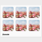 Farbiges Frühlingsblumen-Sticker Quadratischer Aufkleber (Blatt)