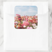 Farbiges Frühlingsblumen-Sticker Quadratischer Aufkleber (Tasche)