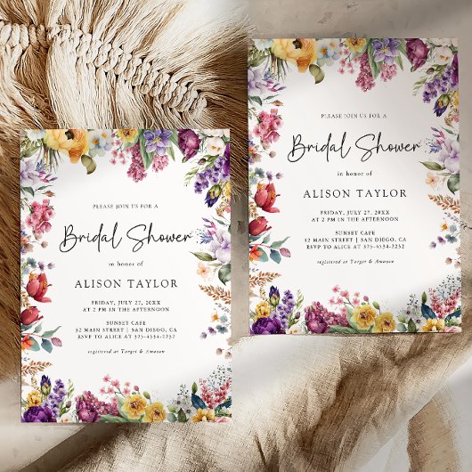 Farbiges Frühlingsfloral Brautparty Einladung