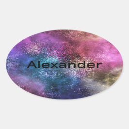 Farbiges Galaxiemuster Ovaler Aufkleber