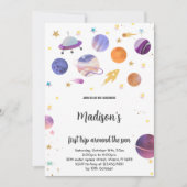 Farbiges Galaxy Thema für Kinder Einladung (Vorderseite)