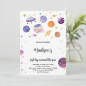 Farbiges Galaxy Thema für Kinder Einladung (Stehend Vorderseite)