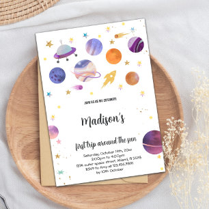 Farbiges Galaxy Thema für Kinder Einladung