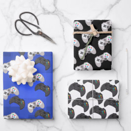 Farbiges Gamer-Videospiel Geschenkpapier Set