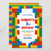 Farbiges Gebäude blockiert den Geburtstag Einladung (Vorne/Hinten)