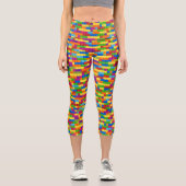 Farbiges Gebäude-Blockmuster Capri Leggings (Vorderseite)