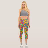 Farbiges Gebäude-Blockmuster Capri Leggings (Vorderseite)