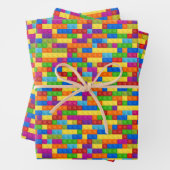 Farbiges Gebäude-Blockmuster Geschenkpapier Set (Beispiel)