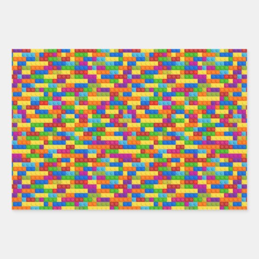 Farbiges Gebäude-Blockmuster Geschenkpapier Set (Vorderseite)