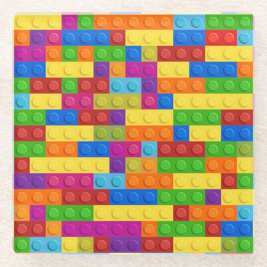 Farbiges Gebäude-Blockmuster Glasuntersetzer (Vorderseite)