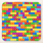 Farbiges Gebäude-Blockmuster Rechteckiger Pappuntersetzer (Vorderseite)
