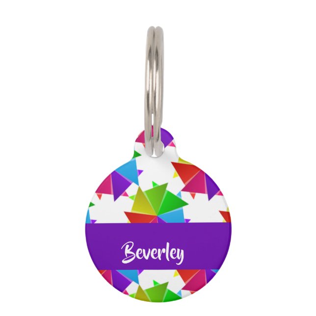 Farbiges gefaltetes Papier auf weiß Haustiermarke (Vorderseite)