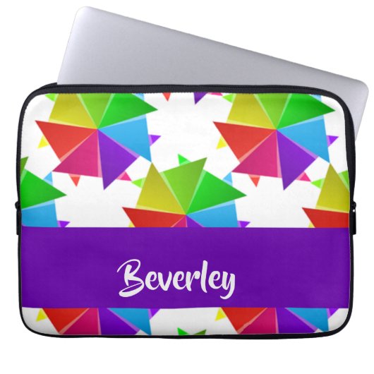 Farbiges gefaltetes Papier auf weiß Laptopschutzhülle (Vorderseite)