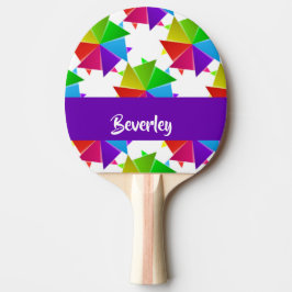 Farbiges gefaltetes Papier auf weiß Tischtennis Schläger