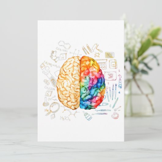 Farbiges Gehirn - Wissenschaft und Kunst - Neurowi Einladung (Stehend Vorderseite)