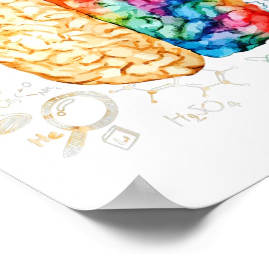 Farbiges Gehirn - Wissenschaft und Kunst - Neurowi Poster (Ecke)