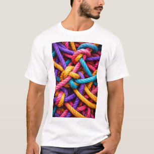 Farbiges geknotetes Seilmuster – Lebendiges T-Shir T-Shirt