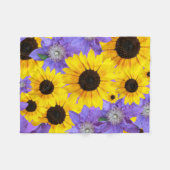 Farbiges Gelb- und Lila Blumenmuster Fleecedecke (Vorderseite (Horizontal))