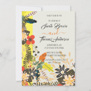 FARBIGES GELBES BOHO BLUMENMUSTER EINLADUNG