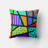 Farbiges geometrisches 80er-Memphis-Design Kissen (Rückseite)