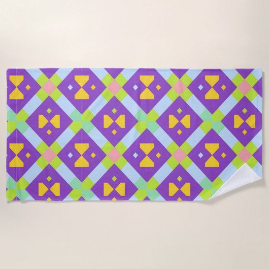 Farbiges geometrisches abstraktes Design Strandtuch (Vorderseite)