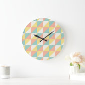Farbiges geometrisches Abstraktes Dreieck-Muster Große Wanduhr (Zuhause)