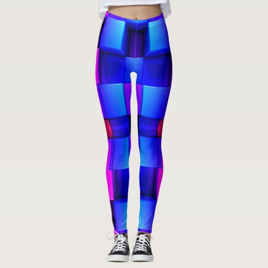 Farbiges geometrisches Abstraktes Muster Leggings (Vorderseite)