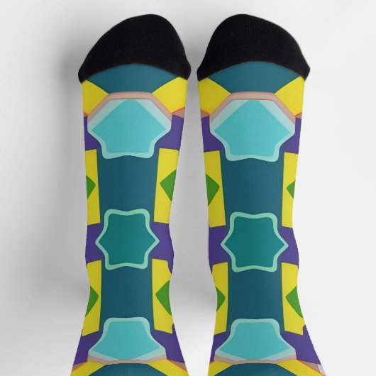 Farbiges geometrisches Abstraktes Muster Socken (Oben)